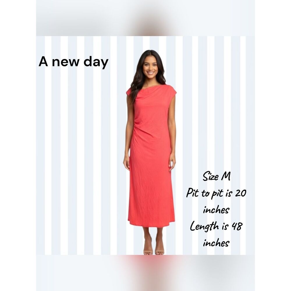 A New Day Women's Coral Cap-Sleeve Maxi Dress Size M